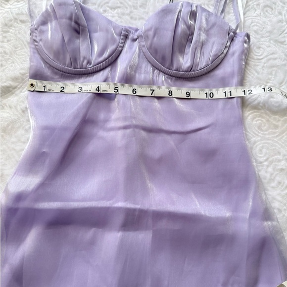 Princess Polly Lilac Satin Mini Dress NWT XS Shimmer Spaghetti Strap - Picture 7 of 8